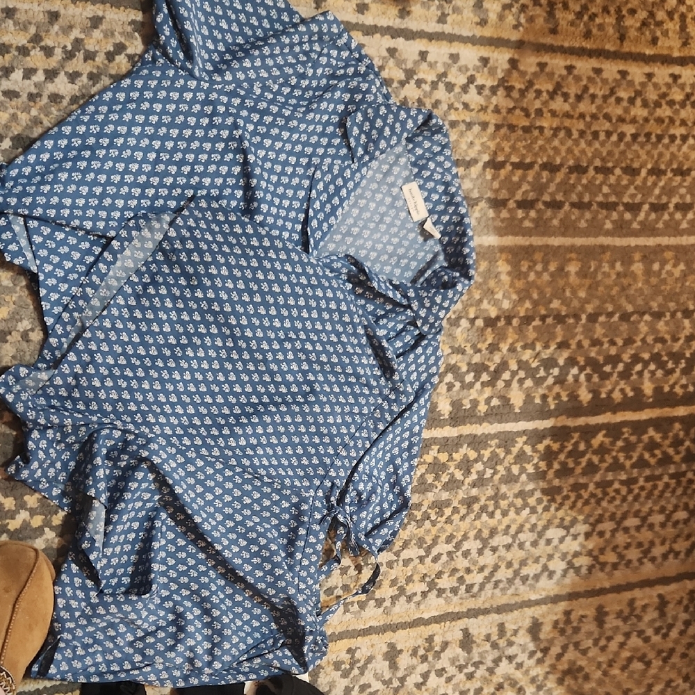 Haute Hippie Blue and White Floral Blouse